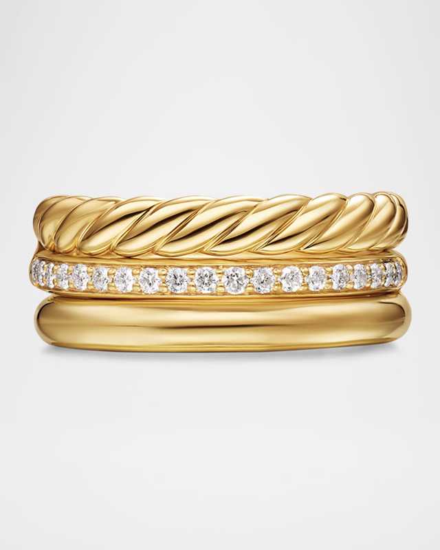 DY Mercer 3 Row Ring with Diamonds in 18K Gold, 9mm